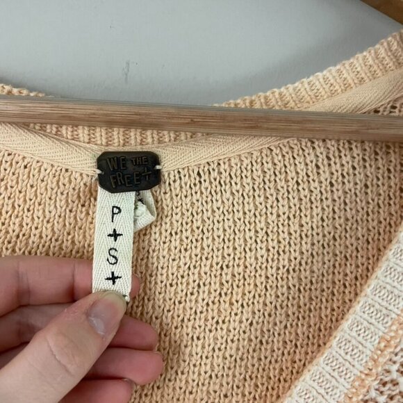 Free People We The Free Peachy Orange Thermal Knit Top Size Small - Picture 3 of 5